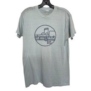 RARE Vintage 1980 Chicago Fest 80 T-Shirt Size L Large LG light blue T-shirt